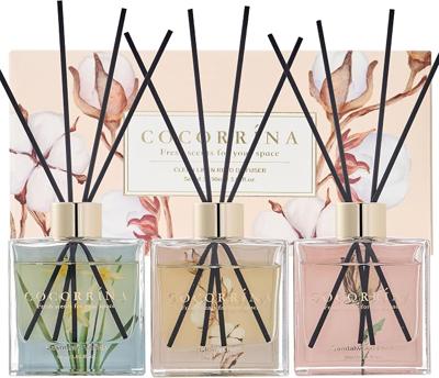 COCORRÍNA Reed Diffuser - 3 Pack/ 90ml with 24 Sticks Reed Diffuser for for House Bedroom Office Decor & Gifts Set (Cashmere Vanilla/Sandalwood Rose/C