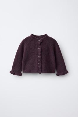 CARDINGAN WITH RUFFLES - Burgundy | ZARA Canada