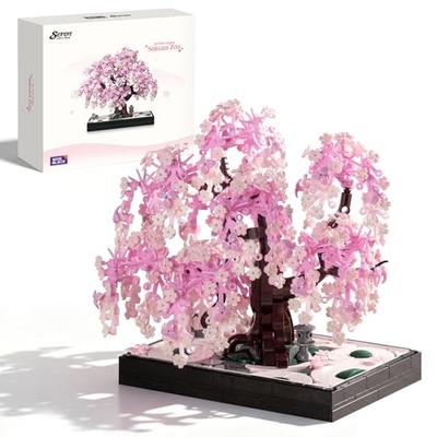 Wise Block Cherry Blossom Bonsai Tree Building Set for Adults, 900 PCS | Sakura Zen Building Block Set, Botanical Collection, Artificial Bonsai Plant,