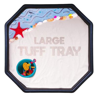 PLAYtrays Large Textured Tuff Tray, 35.4 Inch Black Sensory Bin for Kids