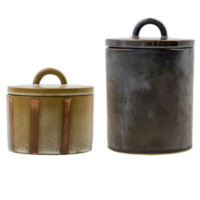 Tallic Storage Jar 2 Pieces, Sand/Black | House Doctor