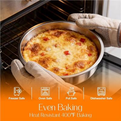 Amazon.com: tifanso 3PCS 8 Round Stainless Steel Even Heating Cake Pans for Baking | Stackable Design, Perfect for Layer Cakes Birthday Parties & Wedd