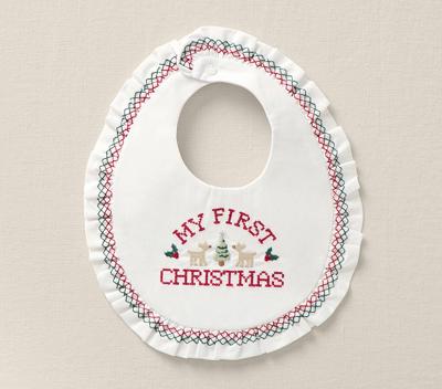 My First Christmas Embroidered Bib | Pottery Barn Kids