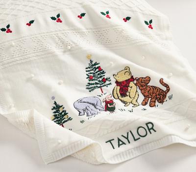 Disneys Winnie the Pooh Holiday Heirloom Baby Blanket | Pottery Barn Kids