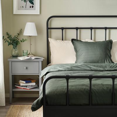 LUKTVICKER funda nórdica+funda(s) de almohada, verde oscuro, Tamaño King - IKEA