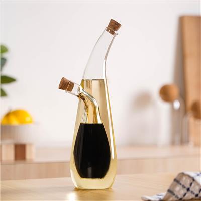 Glass Oil Bottle With Separate Vinegar Spout