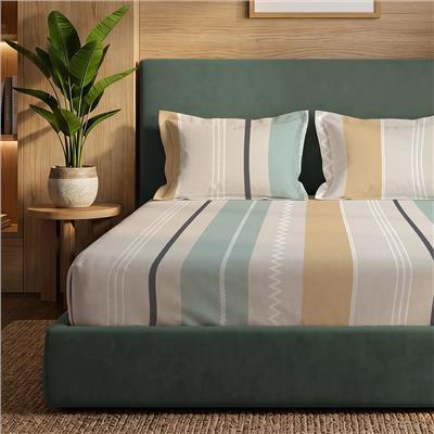200 TC Glaced Cotton Microfiber Bedsheet with Pillow Covers