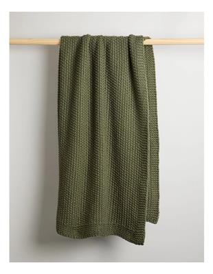 Australian House & Garden Norwood Knitted Throw in Olive | MYER