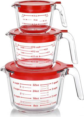 Amazon.com: M MCIRCO 6 Pcs Glass Measuring Cups with Lids Set, 1 Cup, 2 Cup, 4 Cup | Measuring Jugs with Handle, Nesting Liquid Measuring Cups for Kit