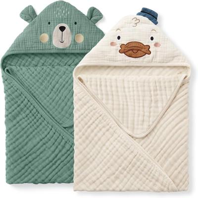 Amazon.com : Blissful Diary Muslin Baby Hooded Towel 2 Pack, Soft & Absorbent Bath Towel for Infant, Toddler, Unisex, Baby Gift, Newborn Essentials, S