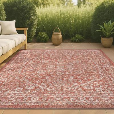 JONATHAN Y Malta Bohemian Medallion Red/Taupe 7 ft. 9 in. x 10 ft. Textured Weave Indoor/Outdoor Area Rug SMB104A-8 - The Home Depot