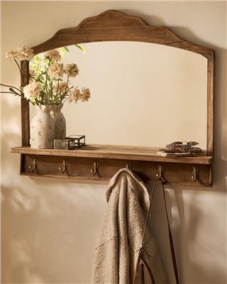 Oversized James Mirror with Hooks and Shelf – Magnolia