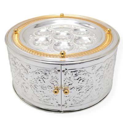 Silver Plated Seder Plate With 3 Tier Matzah Holder – Judaica Selections