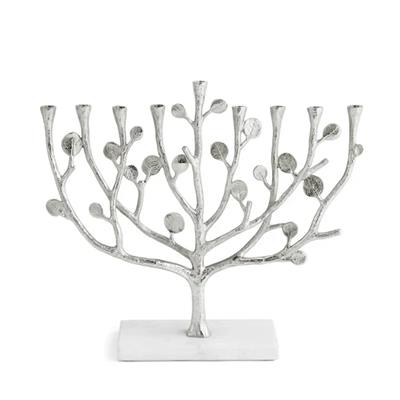 Botanical Leaf Menorah - Silver - Michael Aram - Your Holy Land Store