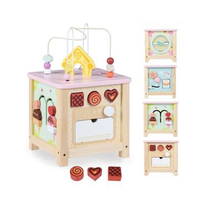 Costway Wooden Activity Cube, Montessori Sensory Toys for 18+ Months Toddlers, Baby Toys : Target