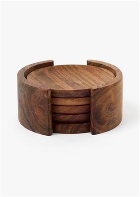 Acacia Wood Coasters with Stand 4 Pack | Woolworths.co.za