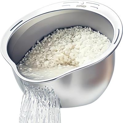 Amazon.com: DOPMEP Rice Washer Strainer Bowl Stainless Steel Colander with Side Drainer | Ideal for Soaking, Washing, Cleaning, and Rinsing Rice, Frui