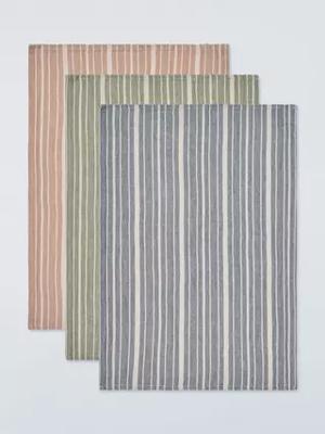 John Lewis Striped Cotton Tea Towels, Set of 3, Multi