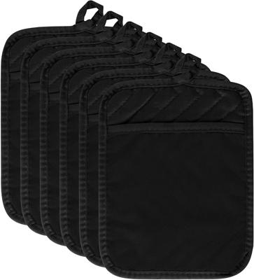 Amazon.com: R HORSE 6Pcs Black Pot Holders with Pocket for Kitchen, 7x 9 | Cotton Potholders, Heat Resistant Oven Mitts, Non-slip Terry Cloth Triv