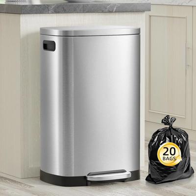 Amazon.com: KdbK Kitchen Trash Can with Lid, 13 Gal Stainless Steel Pedal Garbage Can | 50L Fingerprint Pedal Trash Can with Removable Inner Bucket an