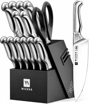 Amazon.com: WIZEKA Knife Set, 15 Piece Kitchen Knife Set with Block and Sharpener | Razor-Sharp Knives, One-Piece Design, Comfortable Grip, For Both B