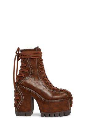 Womens Fairycore Vegan Leather Corset Boots Club Exx - Brown – Dolls Kill