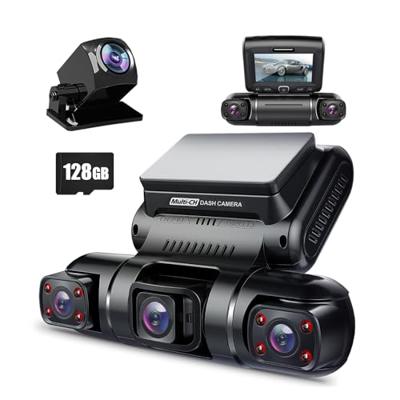 PRUVEEO 360° 4 Channel Dash Cam Front and Rear Inside Left Right, Dash Camera for Cars, Built-in GPS WiFi Night Vision, 24/7 Recording Parking Mode Mo