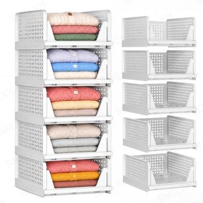5 Pack Closet Organizers and Storage, Reinforced Stackable Closet 16.73 in | Foldable Closet Storage Bins for Clothes, Towels, Stackable Wardrobe She