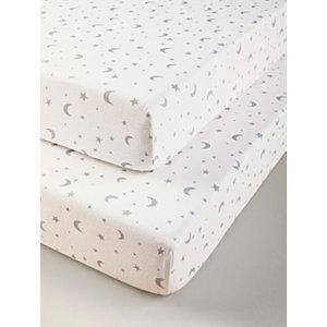 Kids Moon and Stars Fitted Sheets - Set of 2 | Baby | George at ASDA