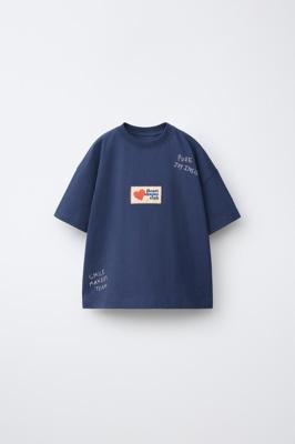 LABEL T-SHIRT - Blue | ZARA Canada