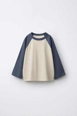 RAGLAN SLEEVE T-SHIRT - Ecru / Blue | ZARA Canada
