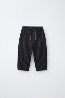 PLAID PRINT BAGGY PANTS - Blue | ZARA Canada