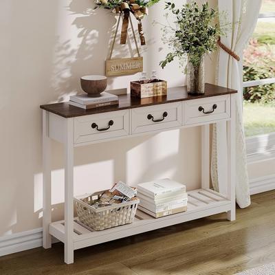 Amazon.com: ChooChoo 47 Farmhouse Entryway Table with 3 Drawers and Storage Shelf | Rustic Console Table, Narrow Long Sofa Table for Living Room, Hall