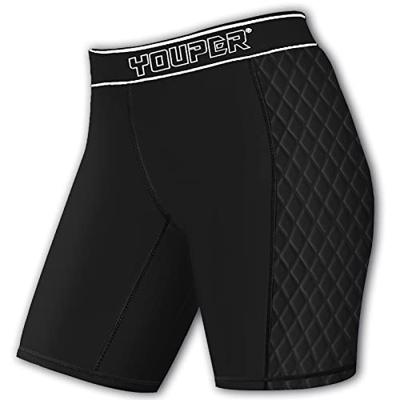 Youper Youth Girls Classic Compression Softball Sliding Shorts, Padded Softball Sliders (Black/White, Large)