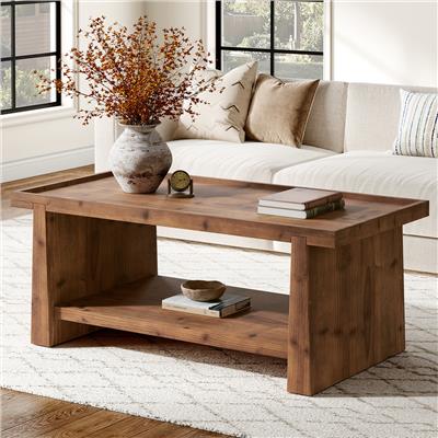 Millwood Pines 47.24 Rectangular Solid Wood Coffee Table, Farmhouse 2-tier Center Table For Living Room & Reviews | Wayfair