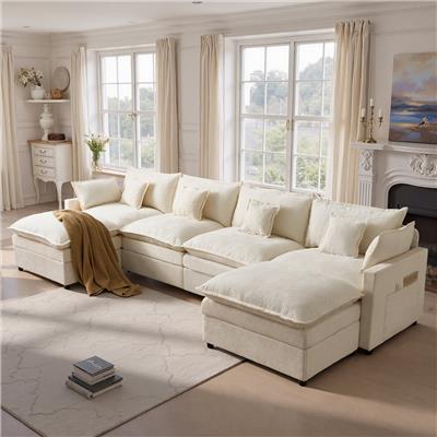 Latitude Run® Modular U-Shaped Sectional, Free Combination Sofa with Removable Ottomans and Pillows | Wayfair