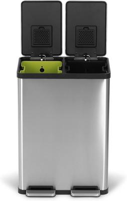 Amazon.com: SIMPLI-MAGIC 60 Liter / 16 Gallon Rectangular Hands-Free Dual Compartment Recycling Kitchen Step Trash Can with Soft-Close Lid, Brushed St