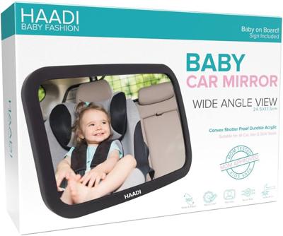 Baby Car Mirror Rear View - 360 ° Adjustable, Extra Wide Crystal Clear & Shatterproof Back Seat Baby Essentials to See Rear Facing Infants, Babies, Ki