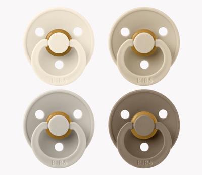 BIBS Pacifier Latex 4 Pack Ivory/Sand/Vanilla/Dark Oak Size 1 | Baby Bunting AU