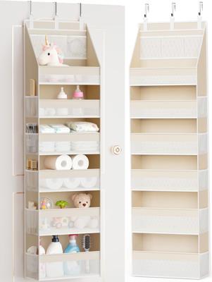 Amazon.com : Criusia Over the Door Organizer, 6-Shelf Closet Hanging Storage with 13 Mesh Pockets, 55lbs Capacity Behind the Door Storage for Baby Nur