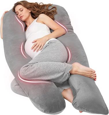 Nuliie Pregnancy Pillow for Sleeping, U Shaped Full Body Pillow | (Grey) Washable Velvet Cover, Support for Back, Hips, Legs for Pregnant Women and Si