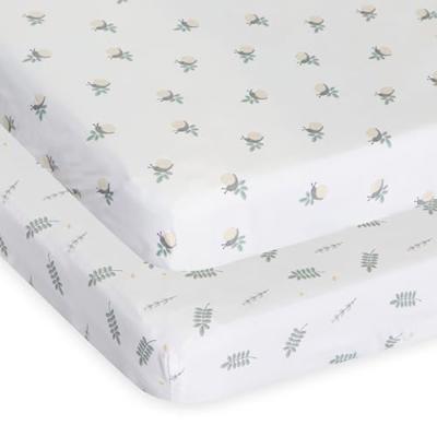 Chicco Bamboo Twin Crib Sheets (2 Pack), Soft and Hypoallergenic, Thermoregulating, Eco-Friendly, Suitable for Sensitive Skin, Greenery, 0910112635099