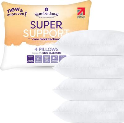 Slumberdown Super Support Pillows 4 Pack - Firm Pillow for Side Sleepers | Supportive, Helps with Back, Neck and Shoulder Pain, Core Foam Block, Made