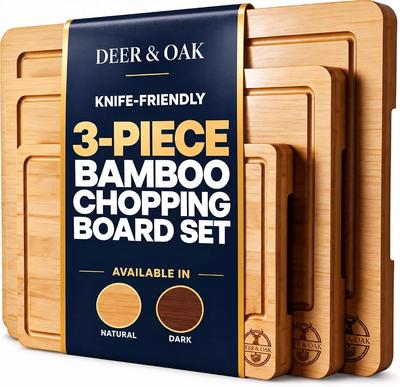 Deer & Oak 3-Piece Bamboo Chopping Board Set, Pre-Oiled, 3 Sizes : Amazon.co.uk: Home & Kitchen