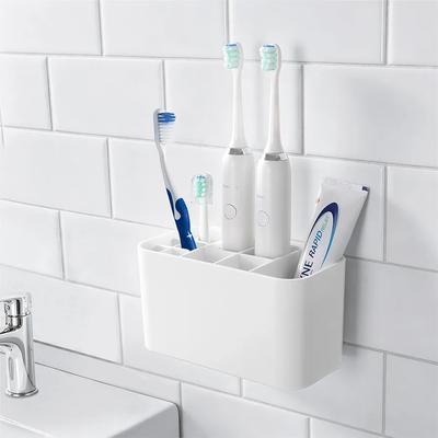 Colist Toothbrush Holder Wall Mounted, 11 Slots with Drainage for Bathroom | Adhesive Hooks, No Drilling, Detachable, Easy-Cleaning, ABS Material, Man