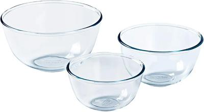 Pyrex – 8023509 – 3 Pieces; Glass Mixing Bowls/Salad Bowl – 0.5 L; 1 L; 2 L – Borosilicate Glass – Heavy Duty – Made in France : Amazon.co.uk: Home &