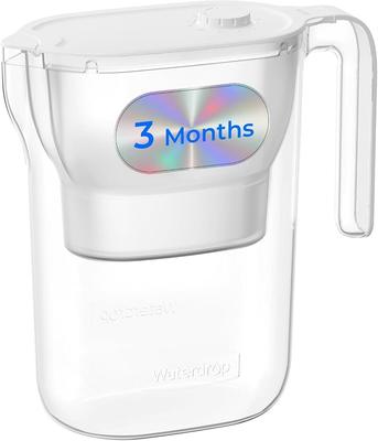 Waterdrop PT-05BL-L Water Filter Jug, 3 Months, 2.5L, NSF Certified, Black | 200-Gallon Long-Life Filter Purifier, 5X Longer Filter Life, Reduces Lead
