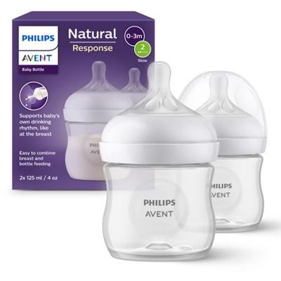 Philips Avent Natural Response, 2 Baby Bottles 4oz/125 ml with Slow Flow | Shop Today. Get it Tomorrow! | takealot.com