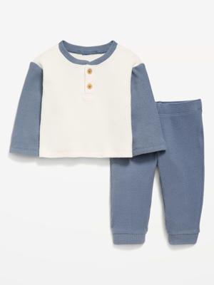 Long-Sleeve Waffle-Knit Henley Top and Pants Set for Baby | Old Navy