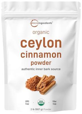 Micro Ingredients Organic Ceylon Cinnamon Powder, 2 lb Sri Lanka Source | True Cinnamon for Spice & Seasoning | Great for Baking, Cooking, & Drinks |